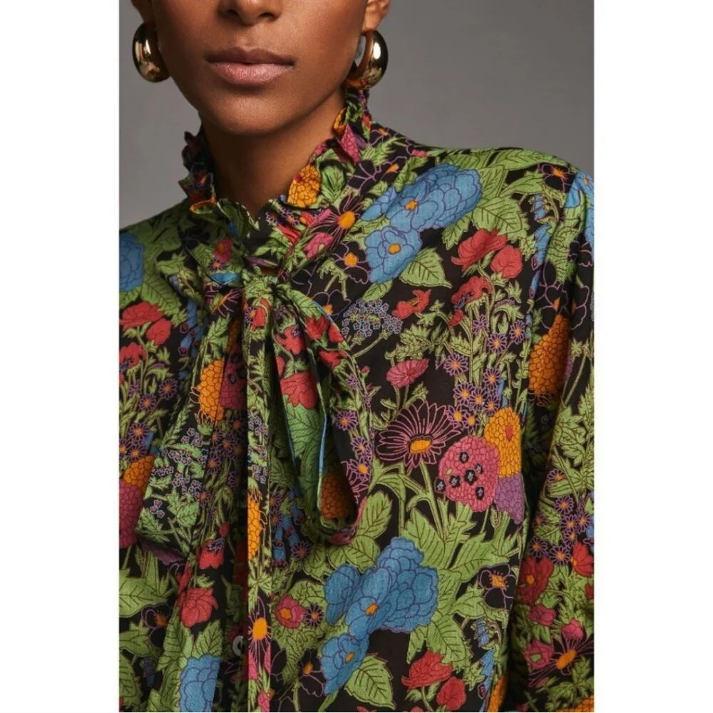 Anthropologie Mille Blair Blouse Top In Botanica Size Small - Picture 2 of 13